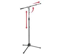 Gator Frameworks Tripod Mic Stand with Soft Grip Twist Clutch, Boom Arm, and Both 3/8" and 5/8" Adapters; Min/Max Height - 6"/99" (GFW-MIC-2020),Black