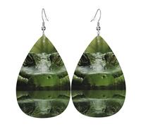 Gator Lurking Green Earrings for Women Teardrop Leather Earring Double Sided Drop Dangle Earrings Lightweight Women's Ear Accessories Jewelry Fashion Birthday Gift
