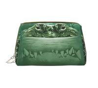 Gator Lurking Green Zipper Closure Leather Portable Waterproof Cosmetic Bag for Home Travel to Organize Toiletries Sundries