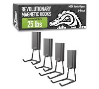 GATOR MAGNETICS MIDI 2.5 & 4" Open Hooks, 25 lb Heavy Duty Magnetic Hooks for Steel Surfaces, Patented Easy-Release, Non-Slip Grip - Storage & Organization, Garage, Shed, Home, Cleaning Tools -4 Pack