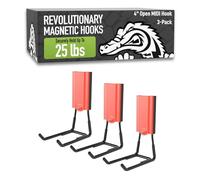 GATOR MAGNETICS MIDI 4 in Open Hooks, 25 lb Heavy Duty Magnetic Hooks for Steel Surfaces, Patented Easy-Release, Non-Slip Grip - Storage & Organization, Garage, Shed, Home, Cleaning Tools - 3 Pack