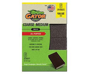 Gator Multi-Surface Sanding Sponge, 3" x 4" x 1", 60/80 Grit Coarse/Medium, 6 Pack