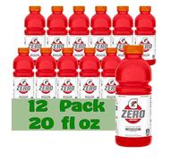 Gatorade Zero Fruit Punch Thirst Quencher Electrolyte Enhanced Sports Drink 20 fl oz Plastic Bottle 12 Pack
