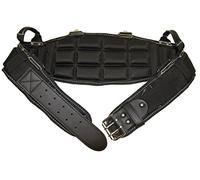 Gatorback Pro-Comfort Back Support Belt Black w/White Stitching. 1250 Duratek Nylon Belt, Molded Air Channel Padding, Carrying Handles, Suspender Loops. (Medium 32-36 Inch Waist)