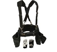 Gatorback Professional Carpenter Tool Belt Deluxe Package - Padded Tool Belt with Suspenders, Drill Holster & Work Gloves, Built for Comfort & Durability (Large, 36-40 in.)