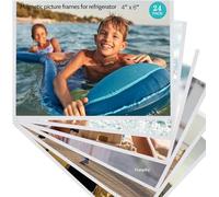 Gatphy 24pcs Acrylic Fridge Magnetic Photo Frame 9 x 6 cm Transparent with Strong Magnet for Memorandum Photo Menu (24 Pieces)