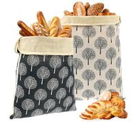 Gatphy 2Pcs Beeswax Bread Bags with Zipper, 13x17 Inch Reusable Sourdough Bread Bags, Waterproof Beeswax-Lined Cotton Bag Food Keeper for Homemade Artisan Loaves Bakery Essentials