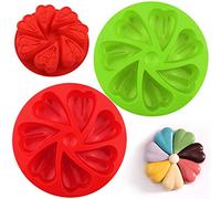 Gatphy 2PCS Silicone Baking Moulds Triangle Pizza Slice Cake Mould 8 Cavity Silicone Cake Pan Non Stick Muffin Tin Brownie Cake Mould for Scone Soap Chocolate Kitchen Bakeware (Heart Mold)