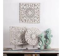 Gatphy 2Pcs Wooden Wall Hanging Decor 30x30cm Floral Hollow Carved Wall Panel Square Modern Farmhouse Decor Art Panels for Home Hallway Bedroom Living/Dining Room Cafe Office(Square)
