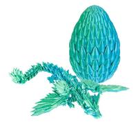 Gatphy 3D Dragon Egg with Articulated Dragon Inside - Flexible Joints Crystal Egg for Unique Home Desk Decor - Creative Toy for Autism/ADHD (Green)