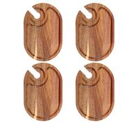 Gatphy 4Pcs Wood Serving Platters and Trays, Wooden Mini Charcuterie Boards with Wine Holder Cheese Serving Boards for Display Fruit Snacks Appetizer Sushi Food