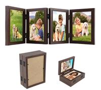 Gatphy 4x6 Hinged Photo Frames, Wood Folding Picture Frame with Definition Glass Stand Four Picture Photo Frame Vertical On Desktop Folding Family Frames Collage Hold 4 Photos (Quadruple Brown)