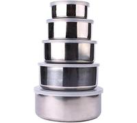 Gatphy 5Pcs Mixing Bowls with Lids Stainless Steel Mixing Nesting Bowl Set Stackable Cooking and Storage Deep Nesting Bowls Silver Food Container Dishwasher Safe for Kitchen Baking