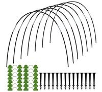 Gatphy 63Pcs Greenhouse Hoops for Raised Beds, Garden Hoops Grow Tunnel Detachable Fiberglass Greenhouse Tunnel Arches Garden Plant Protection Hoops with 14 Clips and 14 Nails for Netting Fabric