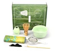 Gatphy 7Pcs Japanese Matcha Tea Set, Matcha Making Starter Kit with Matcha Whisk Holder Matcha Bowl Scoop and Strainer Safe Bamboo Matcha Whisk and Ceramic Bowl Set for Matcha Tea Lovers(Green1)