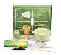 Gatphy 7Pcs Japanese Matcha Tea Set, Matcha Making Starter Kit with Matcha Whisk Holder Matcha Bowl Scoop and Strainer Safe Bamboo Matcha Whisk and Ceramic Bowl Set for Matcha Tea Lovers(Green2)