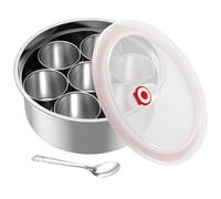 Gatphy Authentic Indian Spice Tin 25cm/9.84in Stainless Steel Masala Dabba Large with 7 Comparments and Transparent Sealing Lid Moisture Resistant for Kitchen Spice Storage