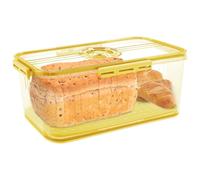 Gatphy Bread Bin Airtight Bread Bins for Kitchen Counter, Time Recording Bread Box with Lid Airtight Bread Storage Container with Air Valve Bread Loaf Keeper (Yellow, 32.5x17.5x15.3cm)