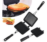 Gatphy Camping Toastie Maker Non-Stick Bread Frying Pan Double Side Stovetop Sandwich Toastie Maker with Heat-Resistant Handles Multifunction Camping Toaster Breakfast Cookware for Gas Stove