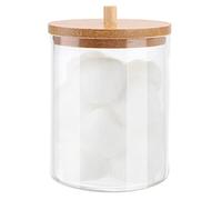 Gatphy Cotton Wool Pad Holder Acrylic Cotton Buds Holder Dispenser Bathroom Jars with Bamboo Lids Clear Makeup Organizer for Cotton Swabs, Cotton Balls, Cosmetic Pads (Round)