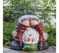 Gatphy Garden Gnome Statues, Welcome Gnomes Garden Ornaments Funny Resin Gnome Figurine Outdoor Dwarf Sculpture Garden Decorations Statue for Indoor Outdoor Patio Garden Decor (Welcome Gnomes)