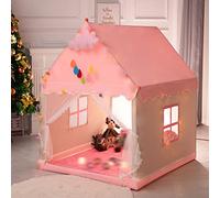 Gatphy Kids Play Tent with Star String Light, Large Children Playhouse Tent with Windows and Door Curtains, Princess Tents Toy for 5 6 7 8 Year Old Girl Boys Kids 105 x 121 x 136 cm (Pink)