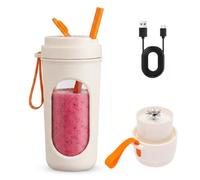 Gatphy Portable Blender 450ml USB Rechargeable Smoothie Blender Cup with 12 Blade Ice Crushing Personal Blenders Dual Lid Travel Bottle for Juice Protein Shake Gym Office Outdoor Use