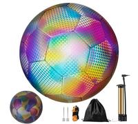 Gatphy Reflective Football Glow in The Dark Football with Pump Size 5 Holographic Light Up Soccer Wear-Resistance Luminous Bright Soccer for Indoor Outdoor Night Games and Training Glow
