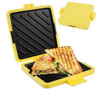 Gatphy Silicone Sandwich Maker Microwave Toastie Maker, Non Stick Microwave Toastie Sandwich Toaster with Adjustable Silicone Straps Heatwave Breakfast Cookware for Cooking Sandwiches (Yellow)