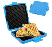 Gatphy Silicone Sandwich Maker Microwave Toastie Maker, Non Stick Microwave Toastie Sandwich Toaster with Adjustable Silicone Straps Heatwave Breakfast Cookware for Cooking Sandwiches (Blue)