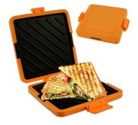 Gatphy Silicone Sandwich Maker Microwave Toastie Maker, Non Stick Microwave Toastie Sandwich Toaster with Adjustable Silicone Straps Heatwave Breakfast Cookware for Cooking Sandwiches (Orange)