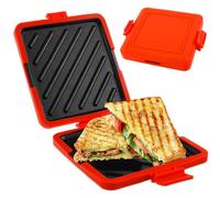 Gatphy Silicone Sandwich Maker Microwave Toastie Maker, Non Stick Microwave Toastie Sandwiches Toaster with Adjustable Silicone Straps Heatwave Breakfast Cookware for Cooking Sandwich (Red)