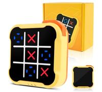 Gatphy Toe Bolt Game, 3-in-1 Electronic Memory Games Noughts and Crosses Game Electronic Travel Family Party Games for Educational and Memory Growth 3+ Year Old Kids Adults (Yellow)