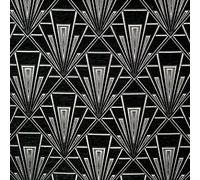 Gatsby Art Deco Velvet Chenille Fibre Naturelle Curtain Upholstery Blind Fabric (Black (Erte), A4 Sized Sample)