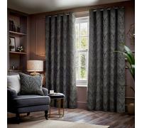 Gatsby Jacquard Eyelet Curtains Paoletti Black 168cm width x 229cm drop