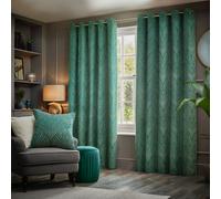 Gatsby Jacquard Eyelet Curtains Paoletti Green 168cm width x 183cm drop