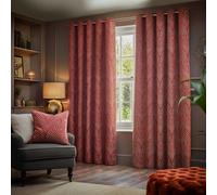 Gatsby Jacquard Eyelet Curtains Paoletti Terracotta 168cm width x 137cm drop