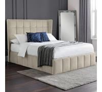 Gatsby Ottoman Storage Bed - Cream Velvet Fabric - Sizes Available