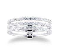 Gatsby Three Row Diamond Ring In 18ct White Gold - Ring Size I