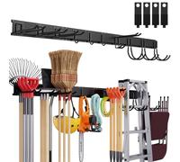 Gatsowm Tool Storage Rack Wall Mount, 64 Inch Adjustable Garden Tool Organizer, Heavy Duty Garage Wall Organizer Rack, Yard Tool Organizer System for Rake Shovel Broom Mop Wall Holder