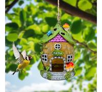 GATSUNS Solar Garden Fairy House Statue with Mushroom and Butterfly Decor, Outdoor Hanging Light
