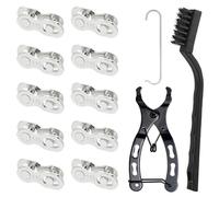 GATSUZG 10 Pcs 11 Speed Bicycle Missing Link Reusable Steel Bike Chain Master Links Silver Quick Release Bicycle Chain for Mountain Bikes, with Tool, Cleaning Brush