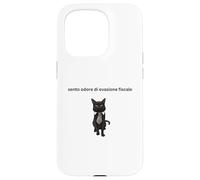 Gatto elegante con una battuta sull'evasione fiscale Case for iPhone 15 Pro