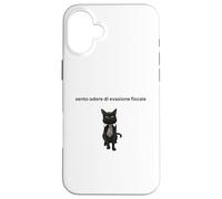 Gatto elegante con una battuta sull'evasione fiscale Case for iPhone 16 Plus