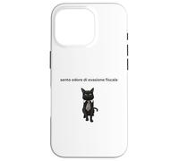 Gatto elegante con una battuta sull'evasione fiscale Case for iPhone 16 Pro