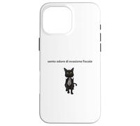 Gatto elegante con una battuta sull'evasione fiscale Case for iPhone 16 Pro Max