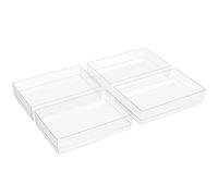Gatton Design Desk Drawer Organiser Clear Plastic Trays | Set of 4 | Storage Organizer & Dividers | Organise Makeup, Toiletries & Stationary | Anti-Slip Feet & Stackable | (9x6x2in/22.9x15.2x5.1cm)