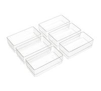 Gatton Design Desk Drawer Organiser Clear Plastic Trays | Set of 6 | Storage Organizer & Dividers | Organise Makeup, Toiletries & Stationary | Anti-Slip Feet & Stackable | (6x3x2in/15.2x7.6x5.1cm)