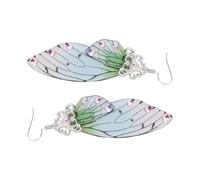 Gatuida 1 Pair Creative Plastic Butterfly Wings Drop Earrings for Women, Imitation Cicada's Wings Design, Hard to Drop and Easy to Wear, for Weddings and Banquets