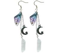Gatuida 1 Pair Fairy Wings Crystal Earrings for Women Minimalist Dangle Design with Moon Charm Elegant Butterfly Wing Accessories for Teen Unique for Loved Ones